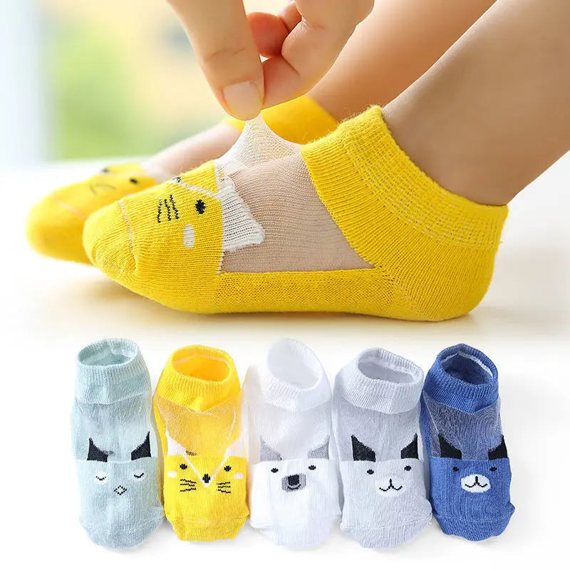 Girls Summer Mesh Thin Sock Cotton Baby Short Socks 5 Pairs Toddler Boys Kids Children Colorful Socks 5 pairs WMF043