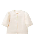 Spring Summer New Women's Fashion Casual Shirt Satin Bubble Sleeves Round Neck Loose Short Top Female Elegant Solid Blouses