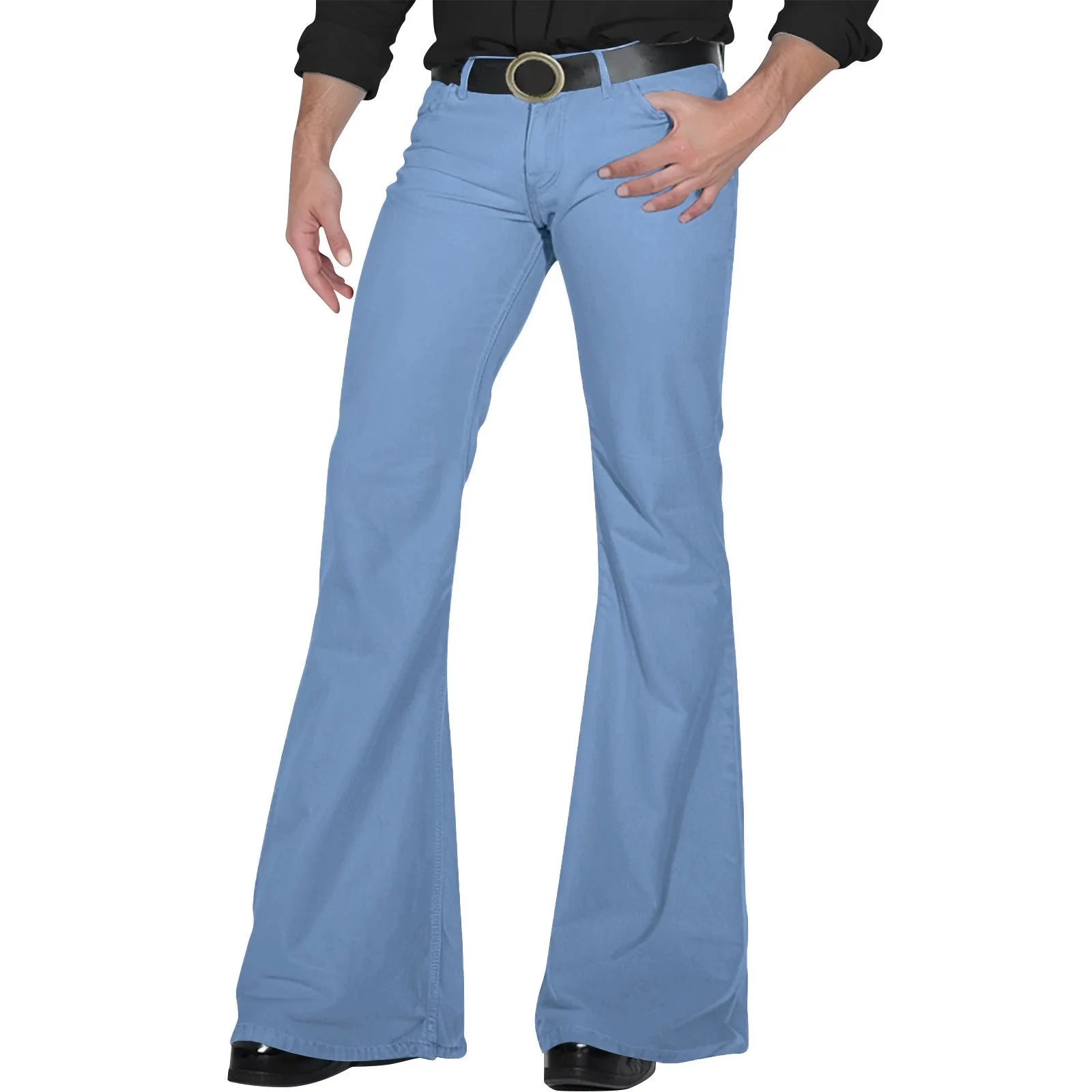 Flare Pants Men Spring Solid Color Daily Simple Classic Trousers Chic Comfortable Hip Hop Mopping Bottoms Disco Flared Pants