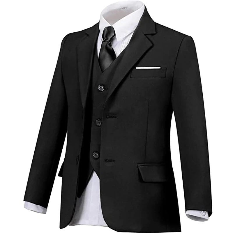 Boy's balzer Formal Blue Black Slim Fit Suits Set Child Weddings Birthday Party Performance Dress Big Kids Jacket Pants Bowtie