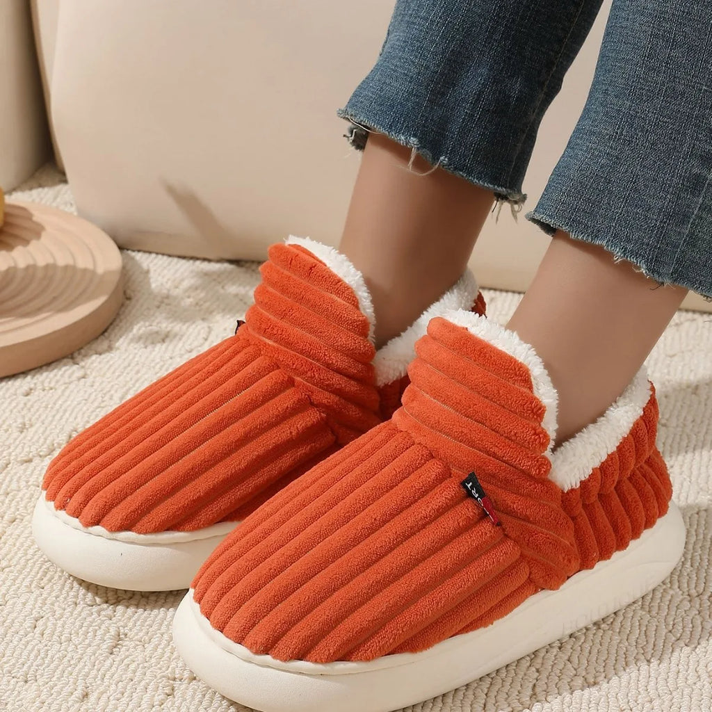 Bebealy Winter Fur Men Slippers Men Shoes Outdoor Nonslip Short Plush Men Slippers Casual Fuzzy House Ankle Men Boots Flat Shoes