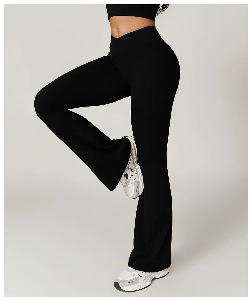 Flared Pants Women Yoga Bell-bottoms Tight Lifting Dance High Waist Tights Sport Pants Gym Running Breathable Fitness Leggings