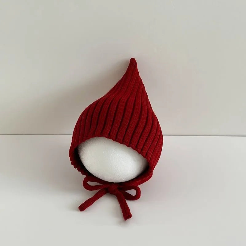 0-24M Baby Beanie Newborn Elf Hat Spring Autumn Knitted Windproof Warm Earflap Cap With Pom Pom