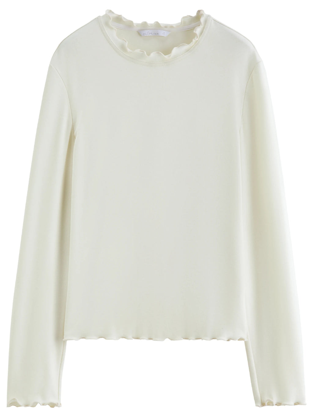 DUSHU Self-Heating Wool T-shirts Half-High Collar Soft Knit  Women's Longline Bralette Fall Winter Curvy Solid Color Pullovers
