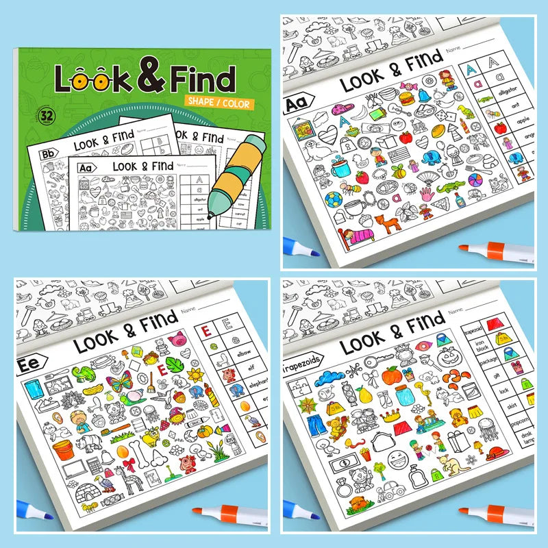 Interactive Look Find Coloring Book, Children's Search for Items Game, Enhance Visual Perception, Focus and Attention