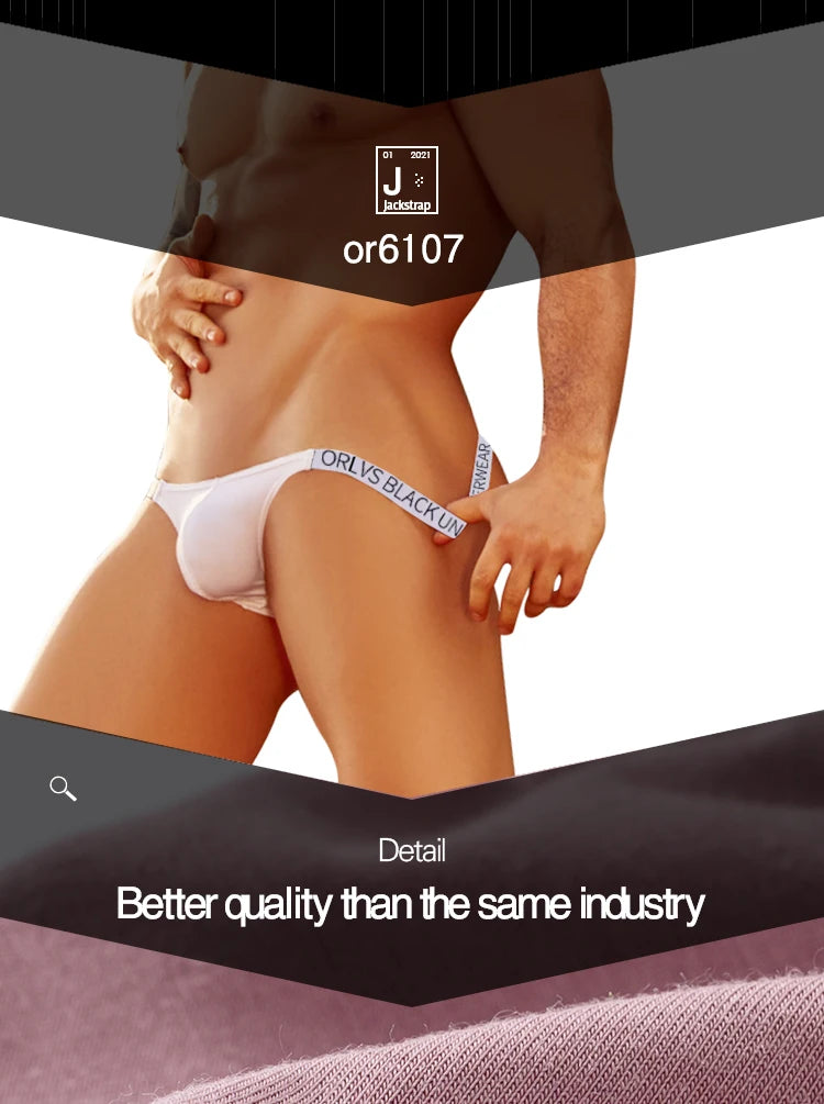 ORLVS Sexy Men Underwear Men Jockstrap Men Briefs Gay Penis Pouch Breathable Mens Bikini Underwear Tanga Thongs Men Jockstrap