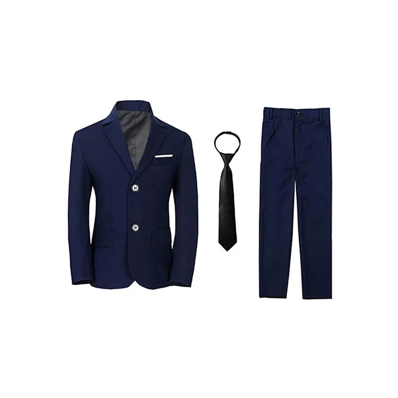 Boy's balzer Formal Blue Black Slim Fit Suits Set Child Weddings Birthday Party Performance Dress Big Kids Jacket Pants Bowtie