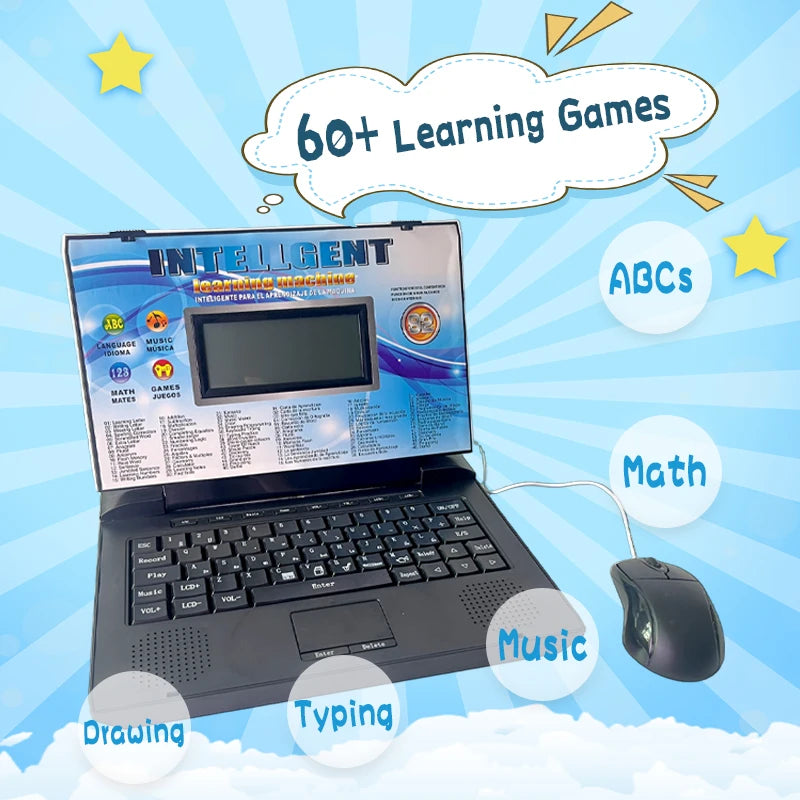 Kids' Educational Laptop Toy (Ages 3+) – 60+ Learning Games for ABCs, Math, Music, Logic, Typing, Drawing & More – Bilingual Pre