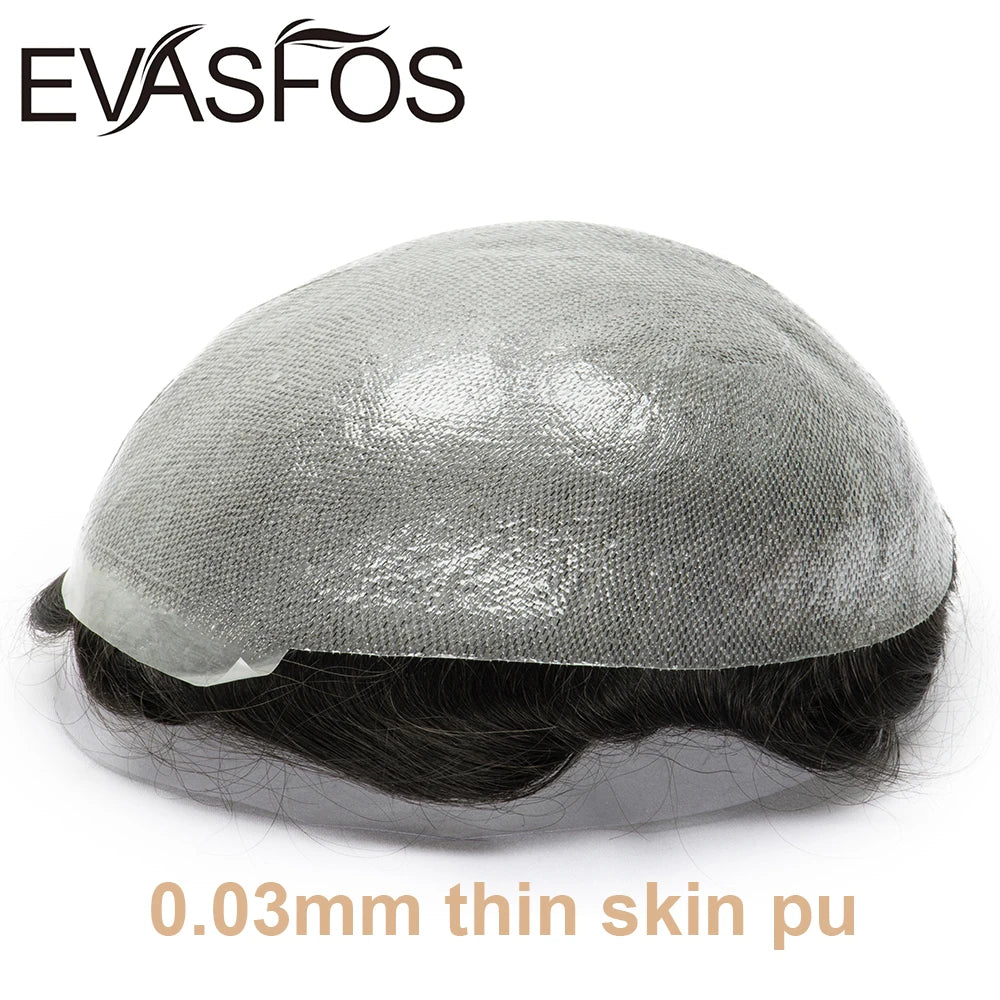 Invisible Knots Men Capillary Prosthesis Wig For Men 0.03mm Ultra Thin Skin Hair Replacement Men Toupee Natural Hair System Men