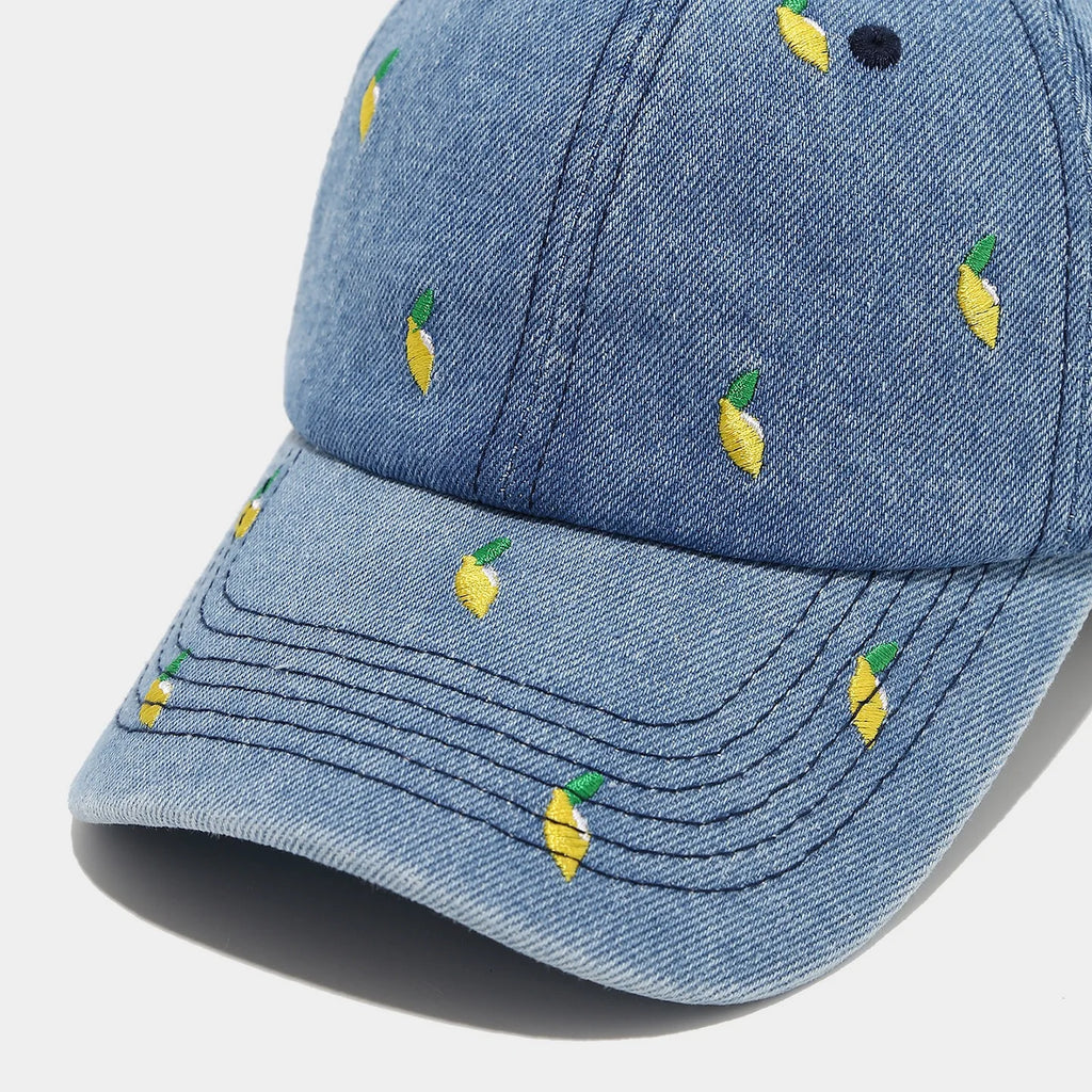 Lemon Summer Blue Denim Baseball Caps for Men Luxury Brand Women Hat Street Trucker Cap Outdoor Golf Hats Gorras Para Hombres