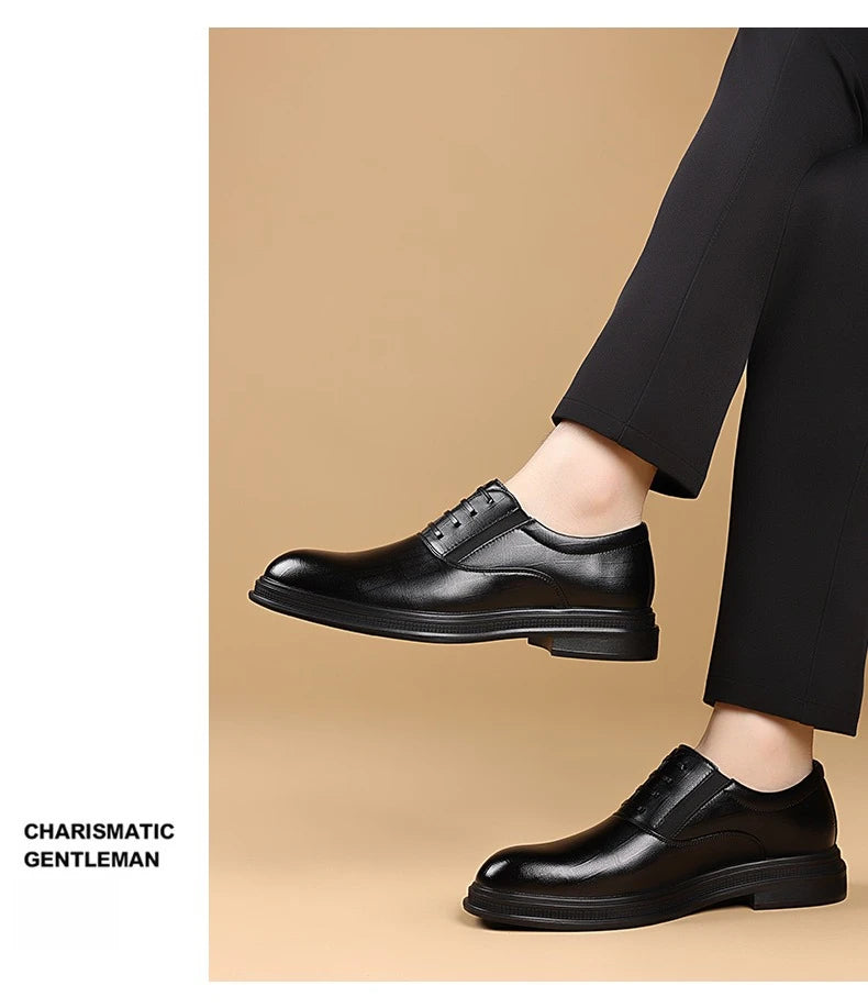Men Dress Shoes Black Soft Leather Men Heighten Formal Shoes Casual Business Men Oxfords Suit Shoes
