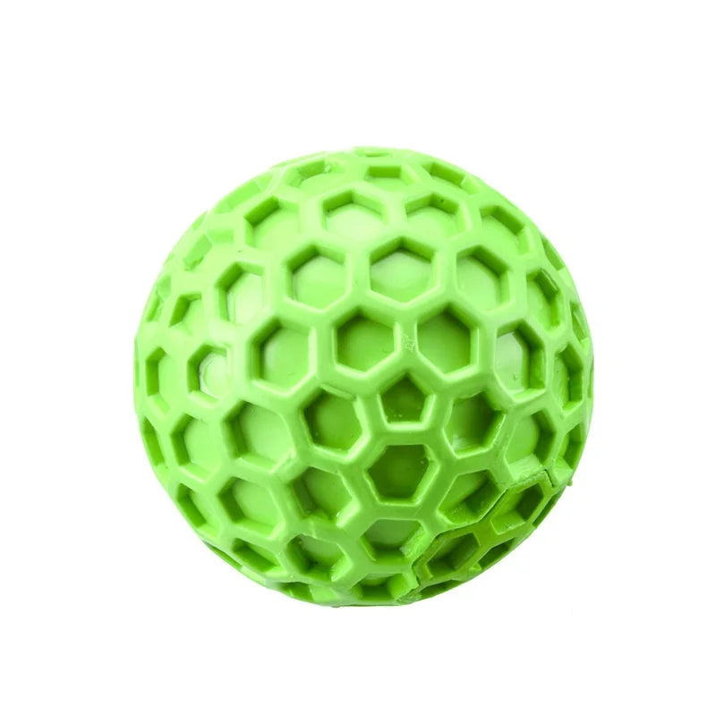 Interactive Dog Toys - Natural Rubber Honeycomb Balls Bite Resistant Teething Chew Toys with Sound for Clean Teeth Pet Play