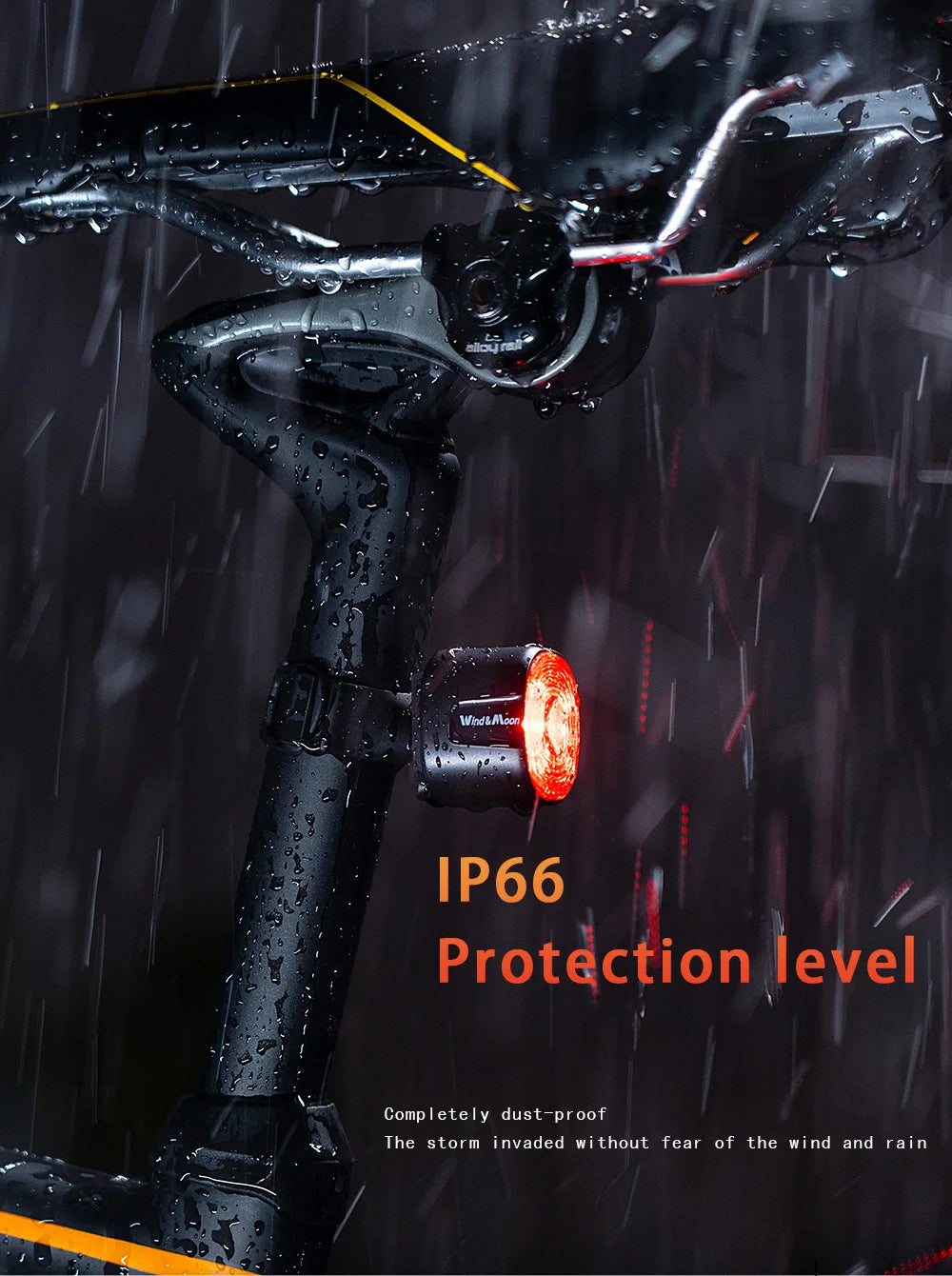 Bicycle Intelligent Brake Tail Light IP66 Waterproof 6 Light Modes High Brightness Bike Rear Lamp for Seat Post/Saddle/ Bag