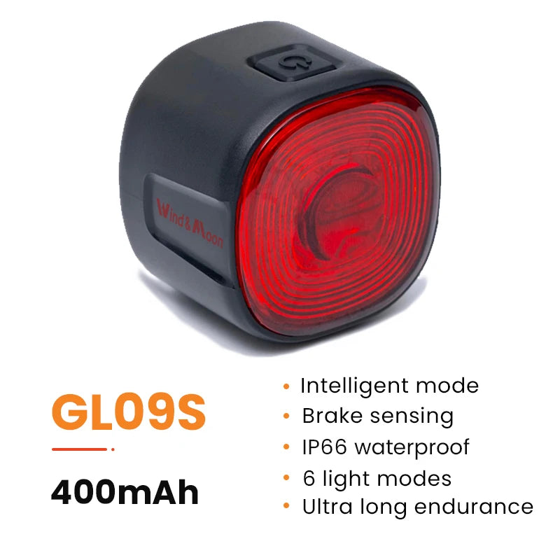 Bicycle Intelligent Brake Tail Light IP66 Waterproof 6 Light Modes High Brightness Bike Rear Lamp for Seat Post/Saddle/ Bag