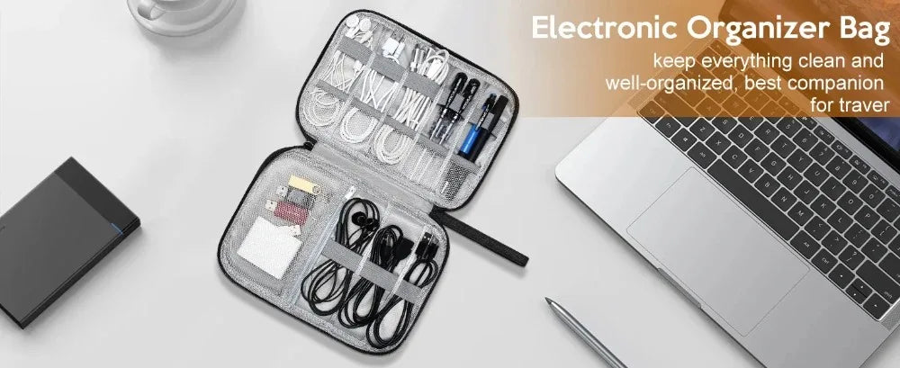 USB Charger Data Cable Storage Bags System Kit Case Cable Phone Earphone Wire Pen Power Bank Electronics Storage Bag Accessories