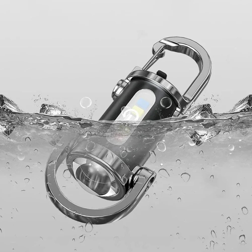 COB LED Keychain Flashlight Multifunctional Pocket Flashlight USB Rechargeable Portable Keychain Torch for Camping Hiking