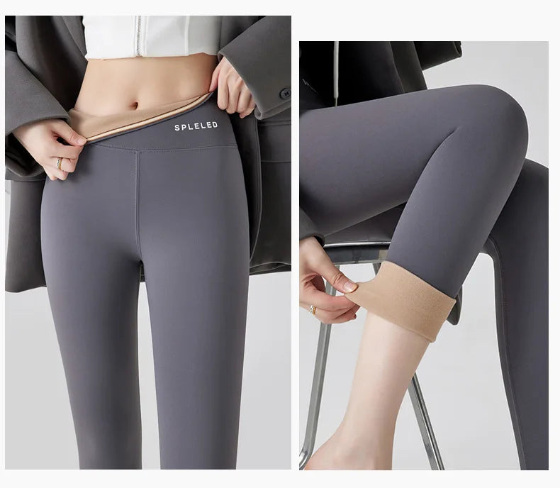 BIVIGAOS Autumn Winter New Rabbit Fleece Thicken Boots Leggings Women Slim Foot Pants Yoga Fitness Sports Warm Shark Leggings