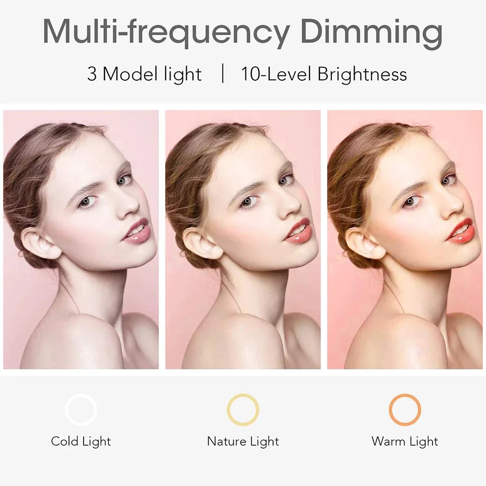 10" LED Ring Light with Tripod Stand Dimmable for Makeup & Live Streaming