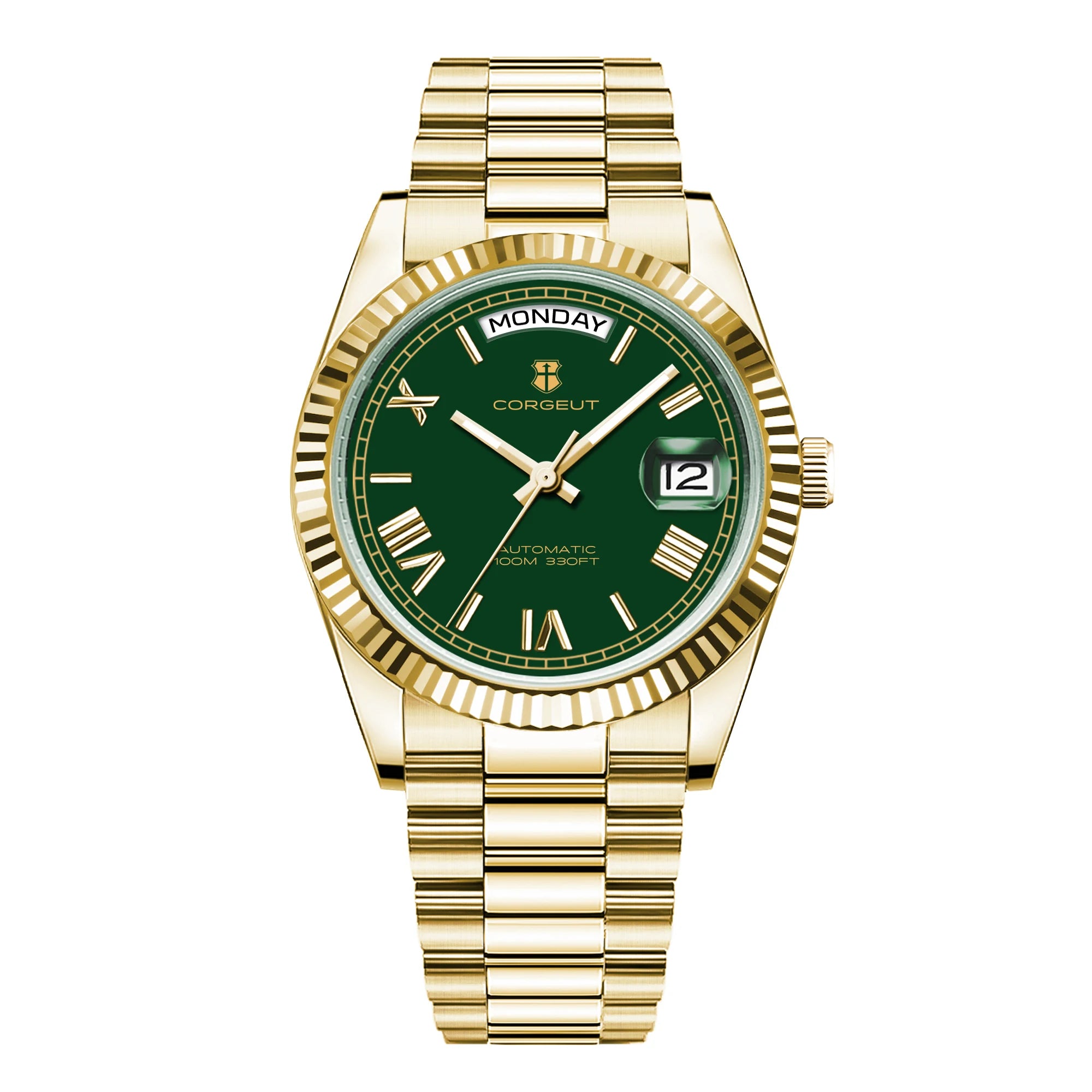 Corgeut automatisch mechanisch herenhorloge - 39/36mm Japanese movemen Saffierdatumweergave met vergrootglas - Reloj para Hombre