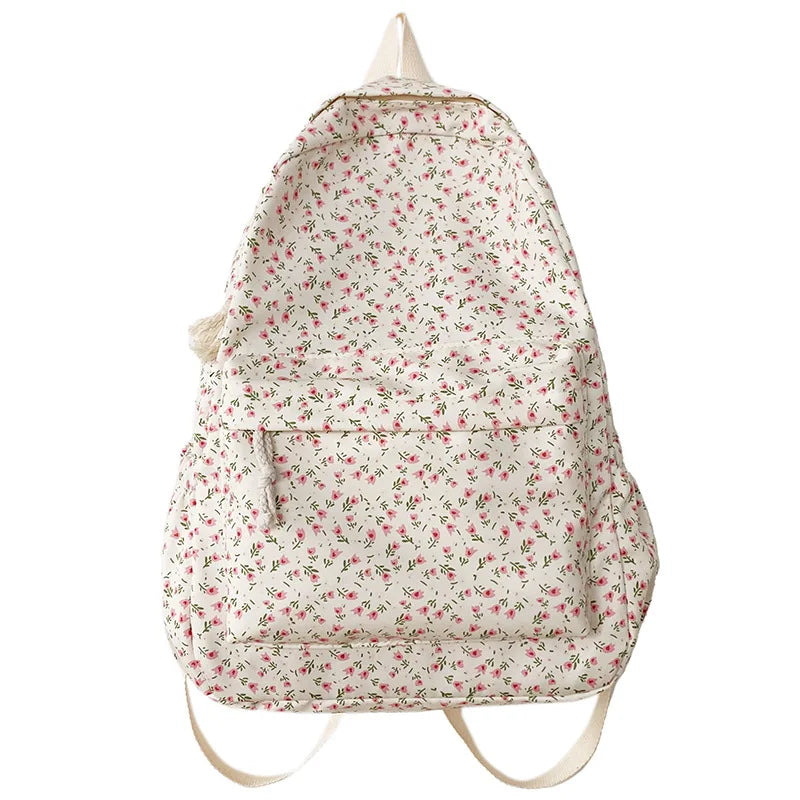 Nylon Backpack New Simple And Fresh Large Capacity Backpack For Junior High School Students Small Floral Backpack