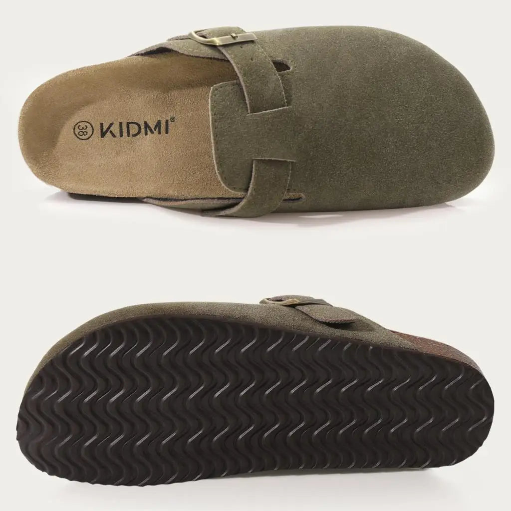 Shevalues Men Clogs Slippers Cow Suede Clogs For Men Leather Mules Men Fashion Beach Shoes Men Outdoor Classic Cork Sandals Men