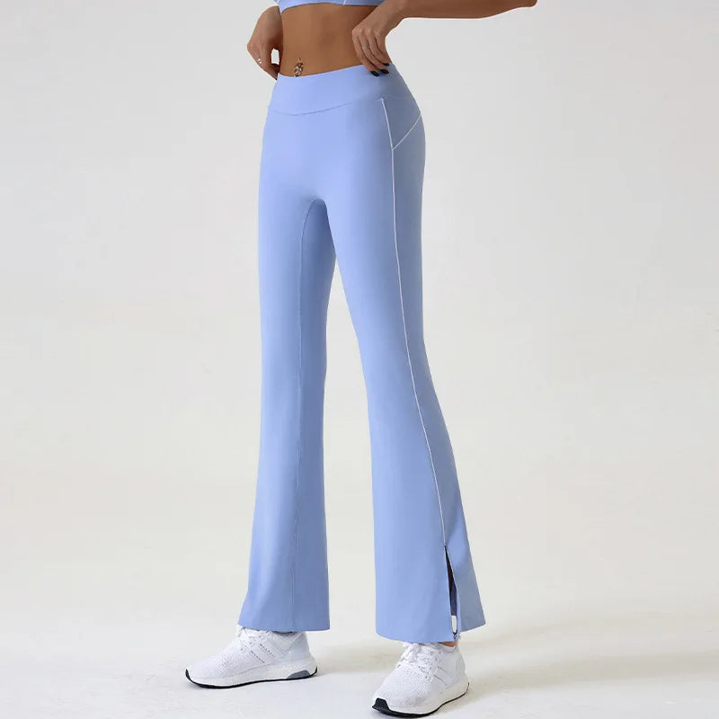 Flared Sports Yoga Pants High-Waisted Women Pants and Trousers Women Trousers Fitness Female Clothing Solid Color Women