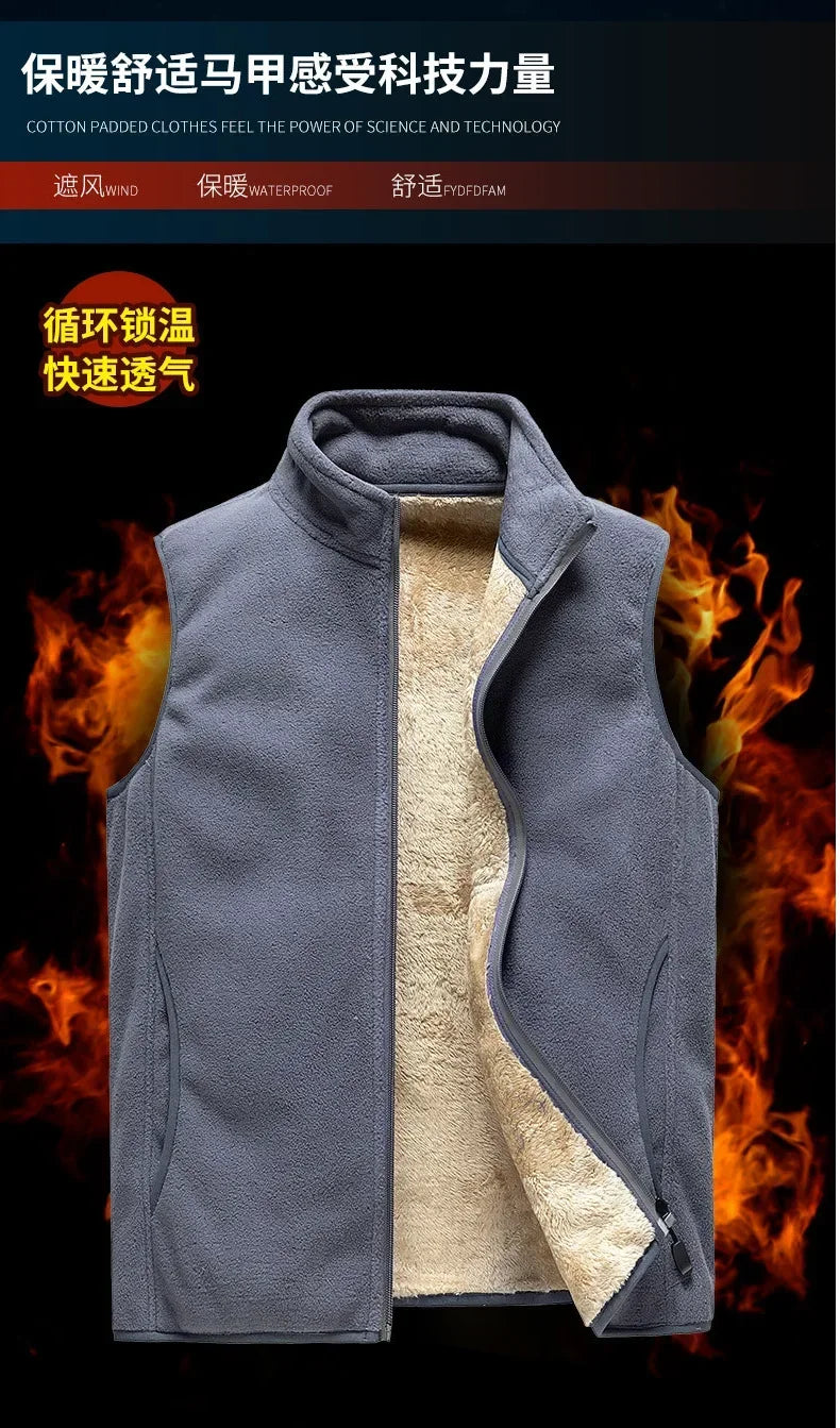 lamb cashmere waistcoat for men Brand Winter Jacket Men Vest Men Zipper Mens Jacket Sleeveless Casual Winter Waistcoat Men S-8XL