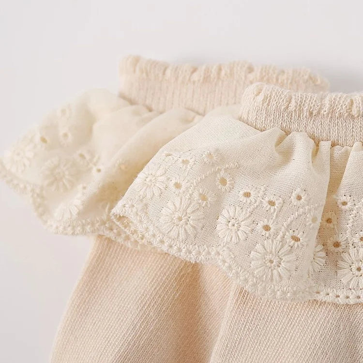 2Pairs/lot Baby Socks For Girls Spring Autumn Lace Princess Floor Newborn Socks Cotton Toddlers Infant Short Sock Anti Slip 0-3Y