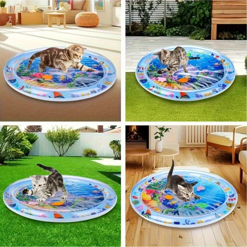 Interactive Water Play Mat for Cats &Dogs - Floating Fish Toy,Splash-Proof Pet Activity Center for Indoor Fun,Mental Stimulation