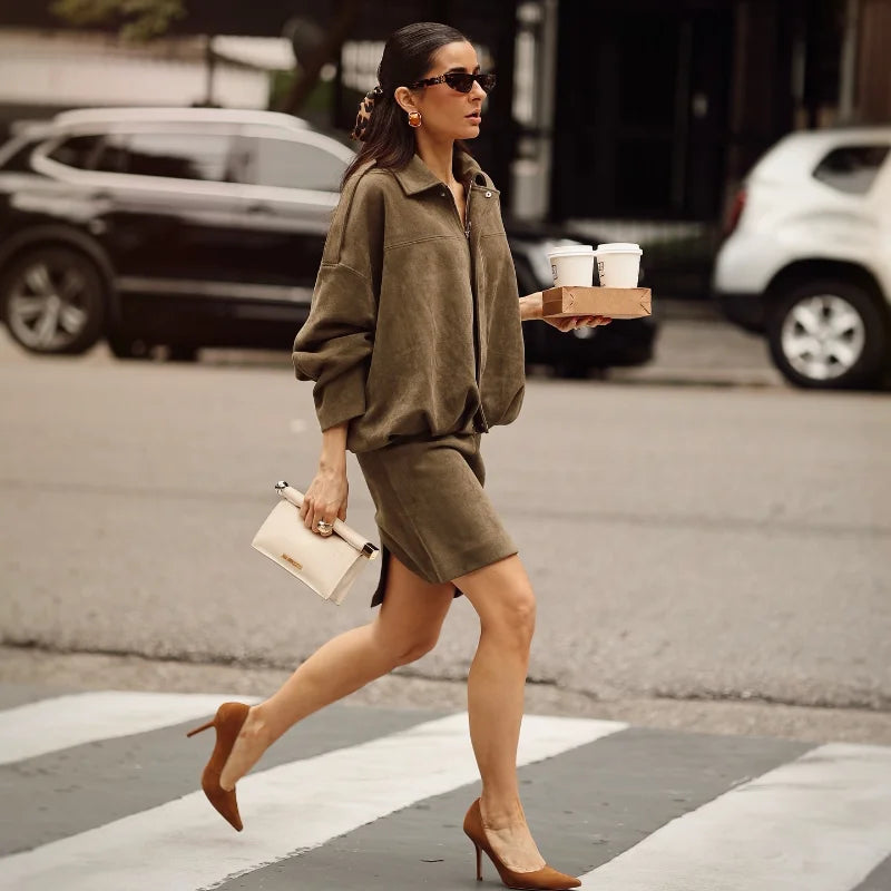 Fashion Coat Short Pant Women Set Casual Loose Lapel  Button Long Sleeve Female Jacket Suit 2025 Autumn High Street Lady Sets