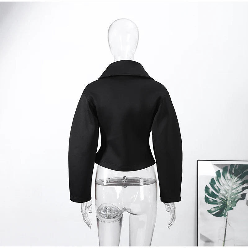 Women's Napoleon Style Black Cropped Jacket Coat Long Sleeve Tops Braided Button Trim Vintage Slim Fit Fashion Lady Outerwear