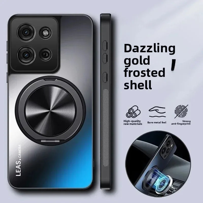 Metal Strong Magnetic Ring Holder Case For MOTO G86 Power G56 G85/75/55/35/15/05 G84/64/54/34/24/14/04S Shockproof Protect Cover