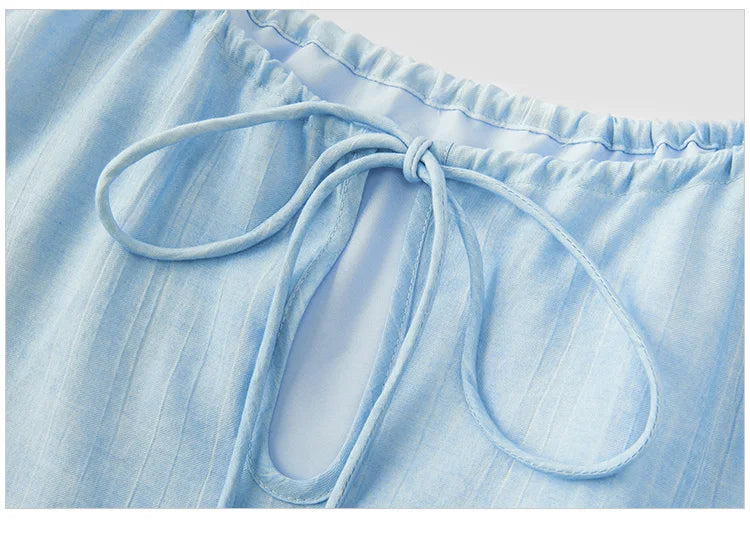 Semir Bowknot Strap Wide Leg Pants Set Women 2025 Summer New Linen Like Textured Two Piece Outfit for Vacation Style