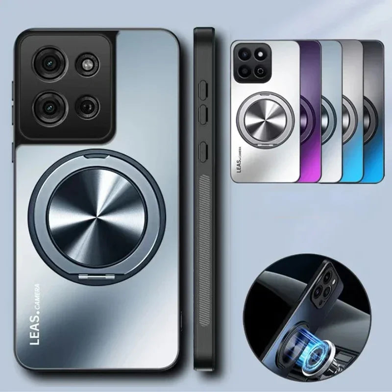 Metal Strong Magnetic Ring Holder Case For MOTO G86 Power G56 G85/75/55/35/15/05 G84/64/54/34/24/14/04S Shockproof Protect Cover