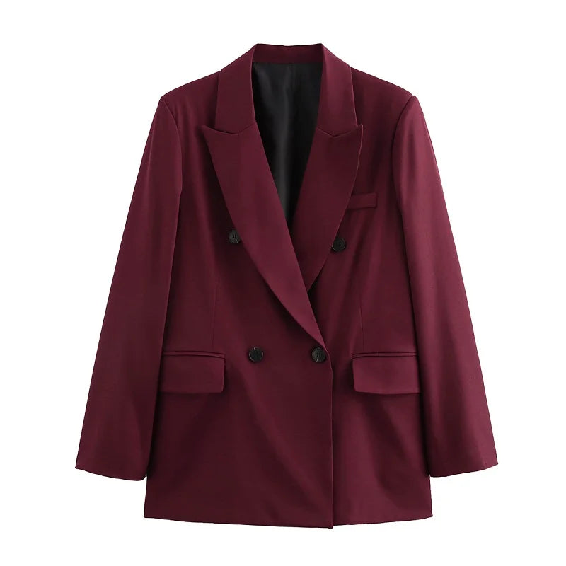 MUJER Straight Women's Blazers Office Long Blazer Woman 2025 Long Sleeve Oversized Blazer for Women Outerwears Vintage New Coats