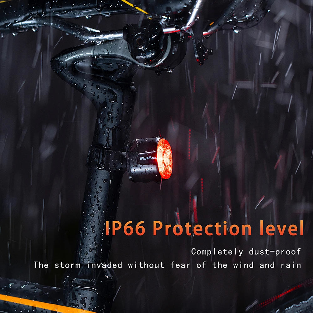Bicycle Intelligent Brake Tail Light IP66 Waterproof 6 Light Modes High Brightness Bike Rear Lamp for Seat Post/Saddle/ Bag
