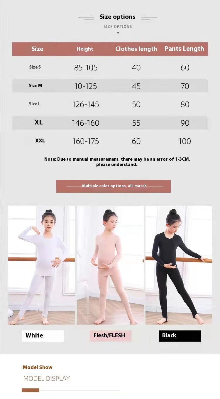 Spring Autumn Kids Thermal Underwear Set Fleece Thick Warm Dance Girls Long Johns Children Underwear 2-14 Years Kids Clothes Set